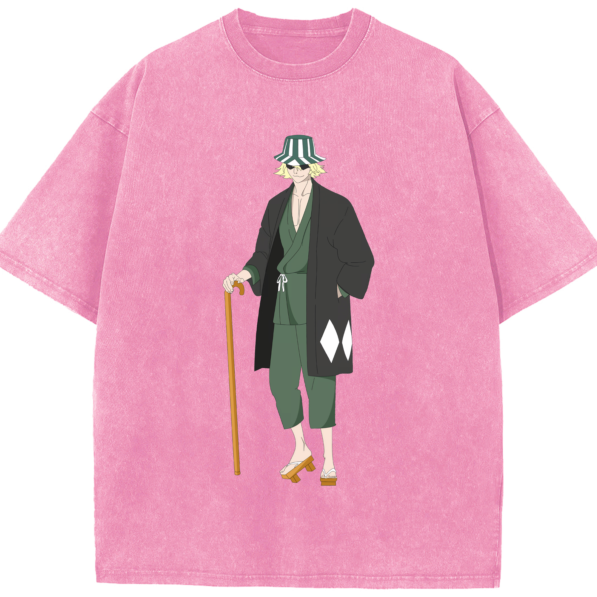 （画像用） "ブリーチ 浦原 喜助（うらはら きすけ） BLEACH Urahara Kisuke " 綿100% ヴィンテージ風 半袖Tシャツ（フロントプリント）